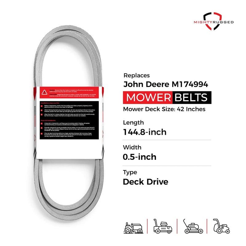 MightyRugged M174994 42 Inch Deck Belt Replacement - Belt Length 144.8" - Heavy-Duty, Durable, Aramid Cord Mower Deck Belt Replacement for X330, X350, X354, X370 - Image 2